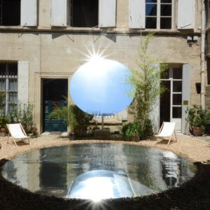 Disque en aluminium dibond face miroir - Festival des Architectures des Eaux Vives